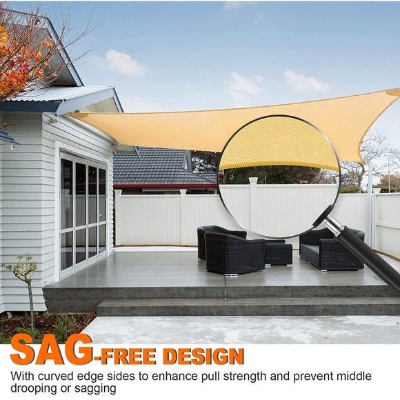(1820) Outdoor Sun Shade Sail Rectangular 20’ x 12' Cloth for Patio,Pool,Deck - Picture 4 of 6
